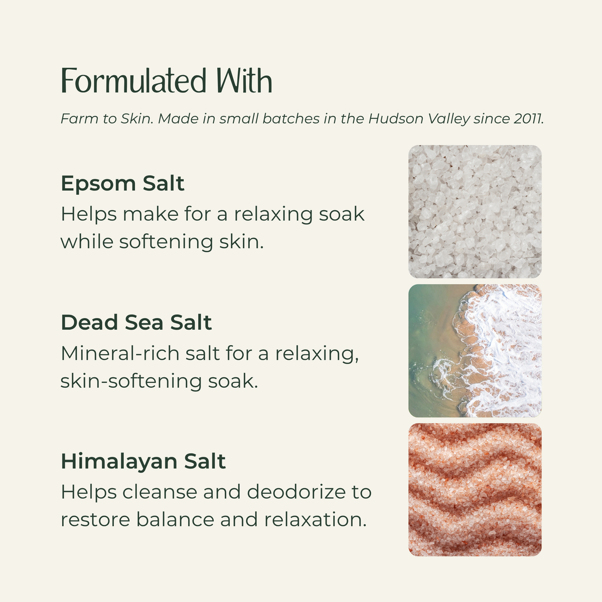 Foot soak ingredients: Epsom Salt, Dead Sea Salt, and Himalayan Salt
